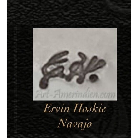 Ervin Hoskie Navajo Native American Sterling Silver Onyx & Opal Inlay Earrings - Picture 7 of 7